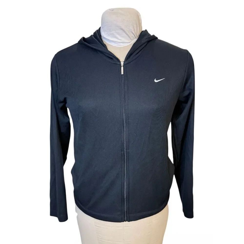 Nike Women’s Dri-Fit Full Zip Hoodie Medium Black Lightweight Athleisure